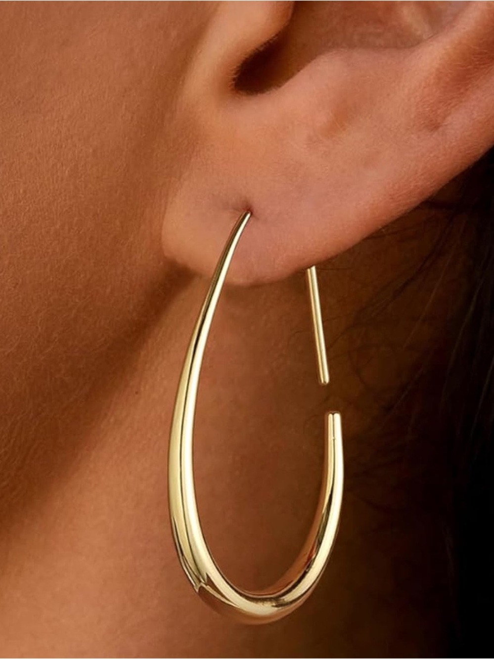Gold Sculpted Teardrop Hoop Earrings - Unbranded